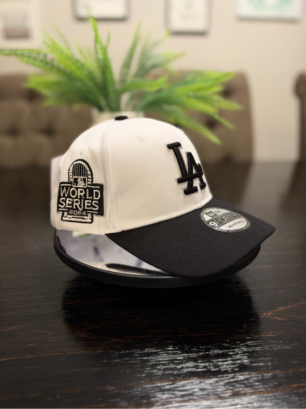 New Era LA Dodgers White and Black World Series Patch Cap